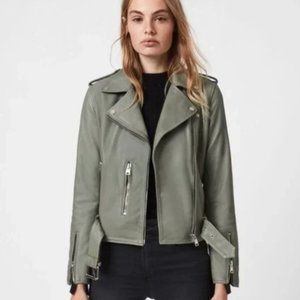 Allsaints // Balfern Leather Biker Moto Zip Jacket